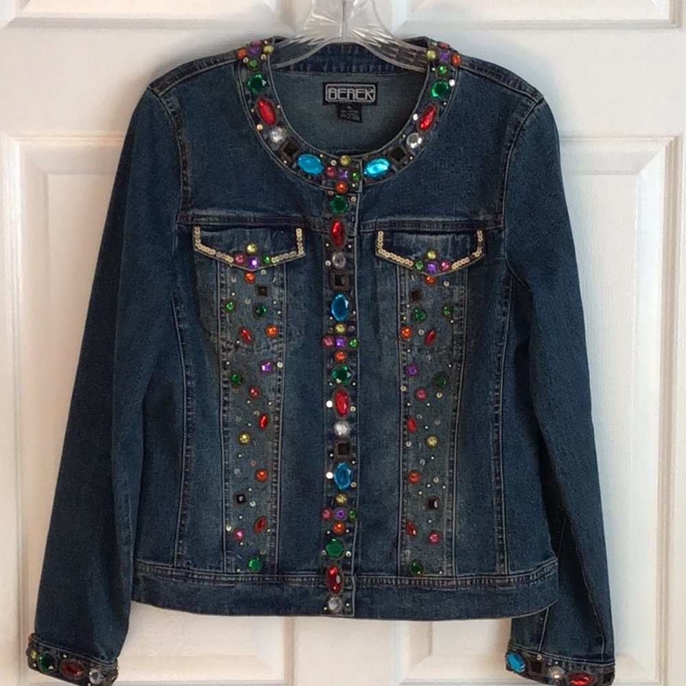 🛍️🛍️BERNER 2 🛍️🛍️.        Blue Embellished Jean Jacket